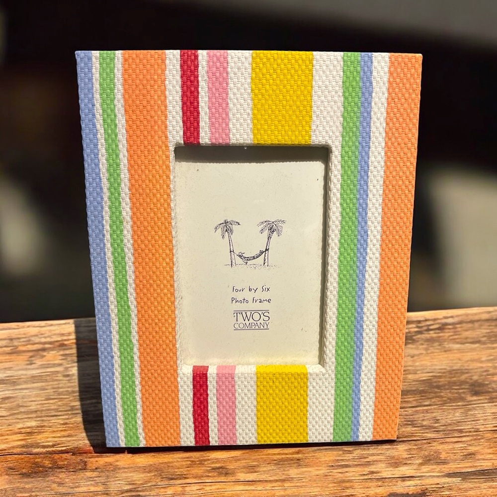Two's Company Multicolor Striped Resin Frame - Summer Vibes!